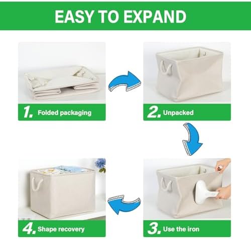 Bidtakay Large Storage Baskets for Shelves 3 Pack Fabric Storage Bins for Organizing Linen Collapsible Organizer for Closet-Light Biege - Image 6