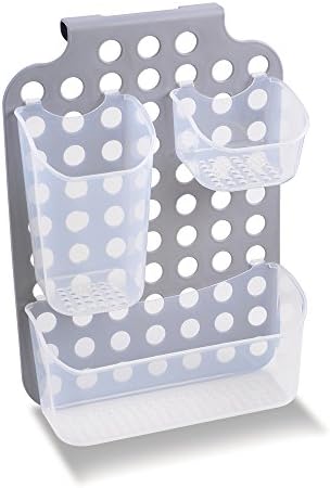 madesmart Adjustable Hanging Storage, Over-Door Organizer with 3 Adjustable Bins for Garbage Bags, Dish Soap, Sponges & Cleaning Supplies, Space-Saving Design, Grey by madesmart%C2%AE