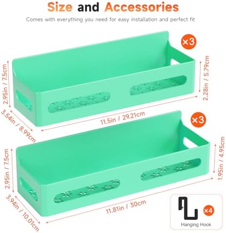 Sevenblue 4-Pack Magnetic Spice Rack for Refrigerator with Hooks, Green - Image 7