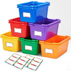 GAMENOTE 6 Quart Plastic Storage Bins Without Lids,12 Pack, Colorful by Gamenote