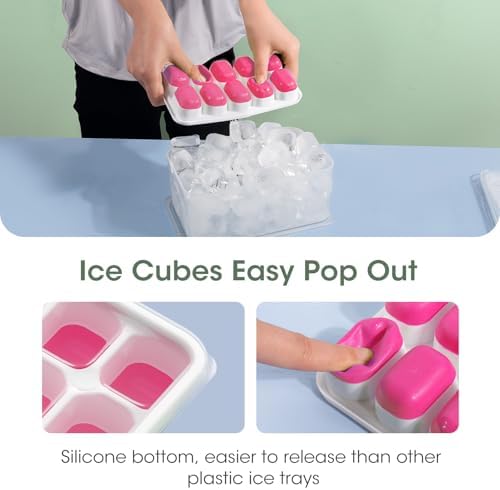DOQAUS Ice Cube Tray with Lid and Bin,4 Pack Ice Cube Trays for Freezer - Image 4