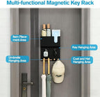Magnetic Key Holder & Umbrella Holder for Wall, Multi-Functional Entryway Shelf for Tissues. Sturdy Hooks for Keys, Bags. Space Saving Organizer for Apartment, Dorm Room (Black) - Image 4
