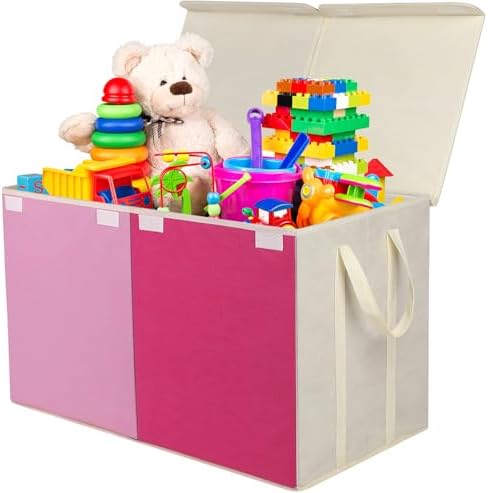 YOLOXO Toy Box Chest, Collapsible Sturdy Storage Bins with Lids, Extra Large Kids Toy Storage Organizer Boxes Bins Baskets for Kids, Boys, Girls, Nursery Room, Playroom, Closet (Pink) - Image 7
