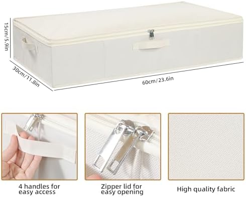 Underbed Storage Organizers,Beige,3 Pack,23.6x11.8x5.9 Inch - Image 5