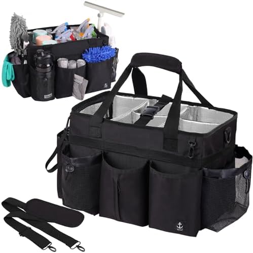 Large Cleaning Caddy Bag Built-in hard plastic sheet Aluminum foil lining by Timoxi
