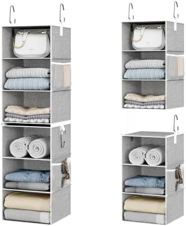 StorageWorks Hanging Closet Organizer, 6-Shelf with 2-in-1 Design, Ivory | Maximize Closet Space with Reinforced Shelves, Small Closet Storage Solution for Bedrooms, Dorms and RVs by StorageWorks