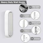 Dntorx Folding Wall Hooks, 2 Pack, White, Zinc Alloy, Heavy Duty Coat Hooks - Image 2