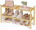 SONGMICS Bamboo Shoe Rack, 2-Tier Stackable Shoe Organizer, for 9-12 Pairs by Unknown