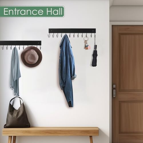 2-Pack Purse Organizer Wall-Mounted Rack & Belt Hanger, Wooden, 24 Hooks - Image 6