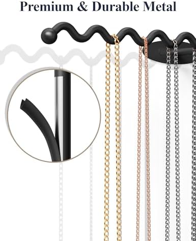 NiHome Wall Mounted Metal Jewelry Organizer Racks for Necklaces, Earrings, Bracelets, Rings, Decorative Display Wave Design Storage Holders for Bedroom, Bathroom, Kitchen, Entryway (4-Pack, Black) - Image 6