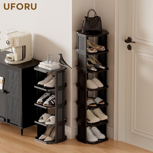 UFORU 9-Tier Tall Vertical Shoe Rack,Plastic Shoe Organizer,Narrow Spaces - Image 2