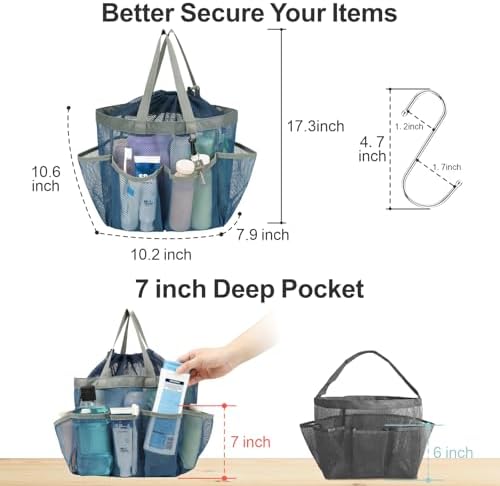 Mesh Shower Caddy Portable with Drawstring - 2-Handle Shower Bag for Dorm - Image 5