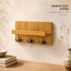 Rebee Vision Key Holder Wall Mount with 3 Hooks for Home Decor, Light Brown - Image 2