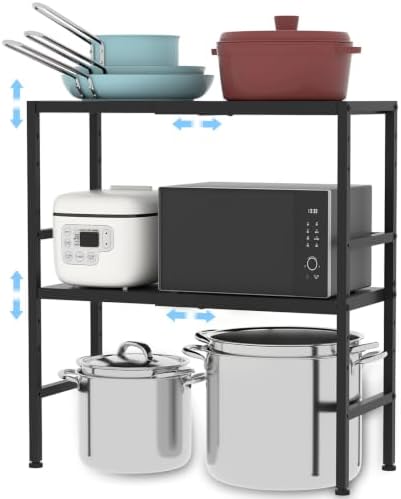 2-Tier Expandable Metal Storage Shelves, 150LBS Heavy Duty Shelving Units and Storage,Adjustable Utility Organization and Storage Shelf Rack For Kitchen Garage Laundry Bathroom Pantry Warehouse by Cidaziya