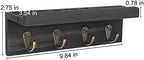HRONRAD Rustic Key Holder for Wall, Farmhouse Wall Shelf with 4 Hooks, Wall Mounted Key Racks, Wooden Mail Organizer with Hooks for Entryway (Black - Pine) - Image 6
