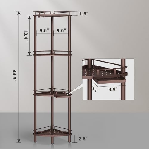 ELYKEN Corner Shower Caddy Standing, 4 Tier Metal Shower Organizer, Bronze - Image 2