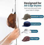 Jokari Over the Door Cap Rack Organizer 2 Pack Holds Up to 16 Baseball Hats - Image 6