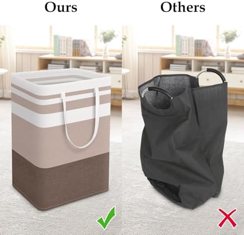 StorageRight Laundry Basket Hamper, 75L Collapsible Clothes Storage, Khaki - Image 5