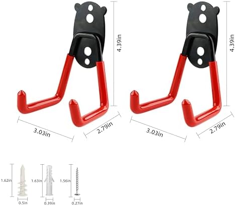 Garage Hooks Heavy Duty, Medium Square Hooks Wall Mount, Anti-Slip PVC Coated Steel Utility Storage Organizer for Hanging Ladders, Bikes, Garden Tools and Hoses 2 Packs - Image 3