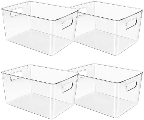 Clear Plastic Storage Bins, Pantry Organizers and Storage or Kitchen Organization and Storage Containers Bins for Organizing, Fridge, Freezer, Bathroom, Pantries, Refrigerator, Cabinet Organizer Bin by CONTROLKITCHEN