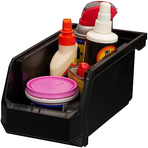 ReadySpace Medium Stackable Plastic Storage Bins, 8-Pack, Black - Image 5