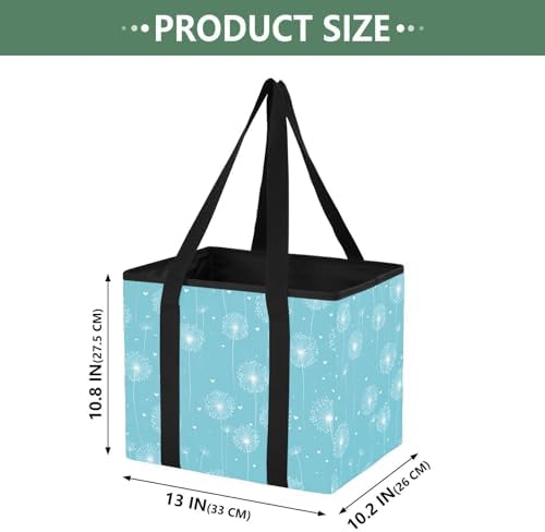 Trunk Organizer Collapsible Car Organizer with Handle Car Storage Box Bin for Groceries SUV Utility Tote Bag Portable Vehicle Container Bright Blue Dandelion Heart - Image 2