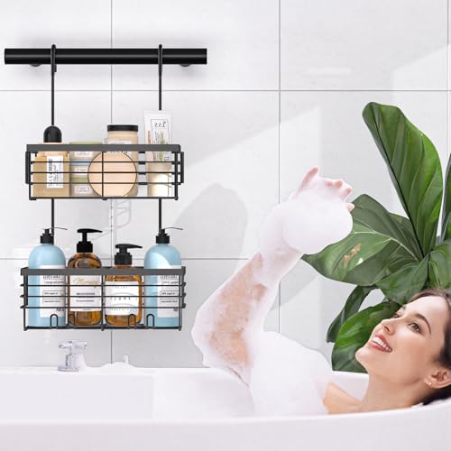 YUOROS 2 Tier Hanging Shower Caddy (Black) - Image 7