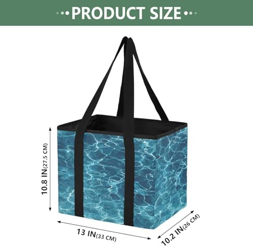 Trunk Organizer Collapsible Car Organizer with Handle Car Storage Box Bin for Groceries SUV Utility Tote Bag Portable Vehicle Container Sea Wave Blue Summer - Image 2