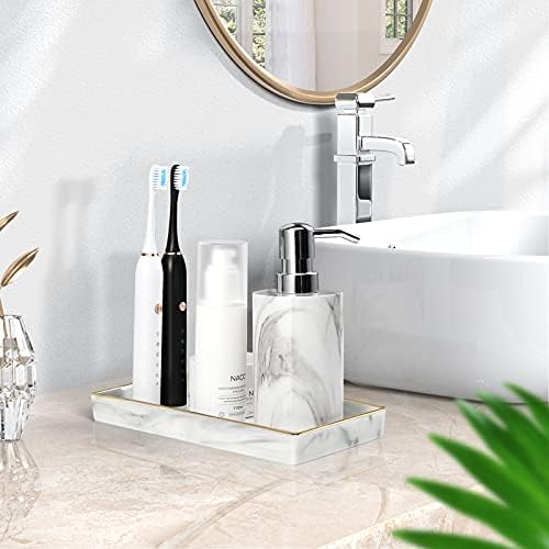 Luxspire Bathroom Vanity Tray Ceramic Jewelry Dish, S, Marble White - Image 6