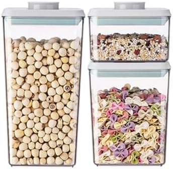 Food Storage Containers with Lids Airtight- 3Pcs BPA-Free Kitchen and Pantry Organization Pop Containers, Leakproof Stackable Kitchen Storage Containers for Cereal, Flour, Sugar (0.5, 1.2, 1.8 QT) by ANKOU