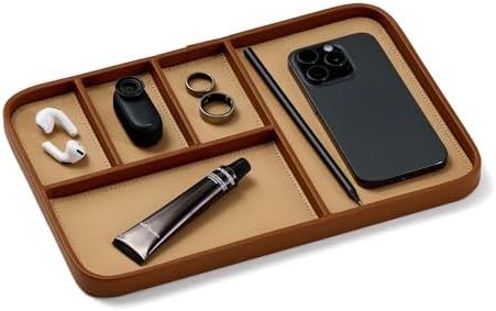 Nordik Leather Valet Tray - Large EDC Tray - Sand Brown 11.8 x 7.9 in by NordikByDesign
