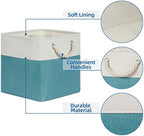 Temary Cubes Storage Baskets 11 Inch Cube Storage Bins 4 Pack Fabric Baskets for Gift Empty Teal Storage Bins for Shelves, Collapsible Fabric Storage Cubes Basket for Storage (White&Teal) - Image 4