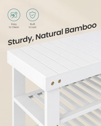 SONGMICS Bamboo Shoe Bench with Seat, 11.3 x 27.6 x 20.5 Inches - Image 6