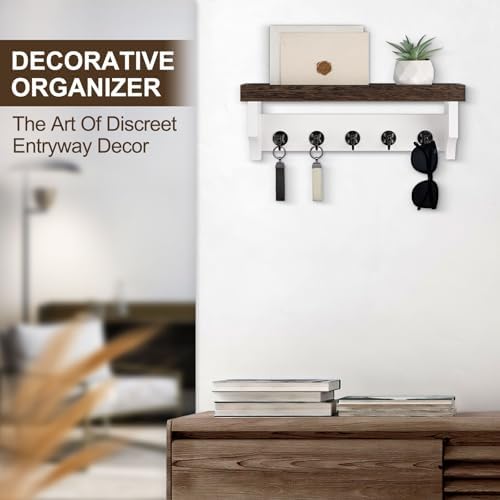 Key and Mail Holder Wall Mount, Mail Organizer with 5 Key Hooks - Image 5