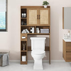 Vabches Over The Toilet Storage Cabinet with 2 Barn Doors, Oak by Vabches