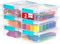 IRIS USA Storage Bins with Lids |Made in USA| 2 Qt - (6-Pack) - Clear by IRISUSA