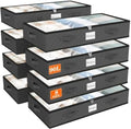90L Under Bed Storage Containers, Storage Bags, Organizers, 8-Pack, Gray | Foldable, Soft Fabric, Closet Organizers, Reinforced Handle, Label Holder, Clear Window, for Comforters, Clothing, Blankets by Unknown