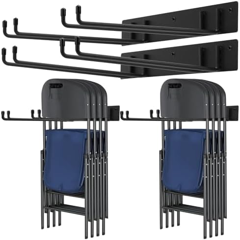 Folding Chair Rack,Metal Folding Chair Storage Rack - 2-Pack,Heavy Duty Design,Garage Organization & Foldable Chair Hanger by Unknown