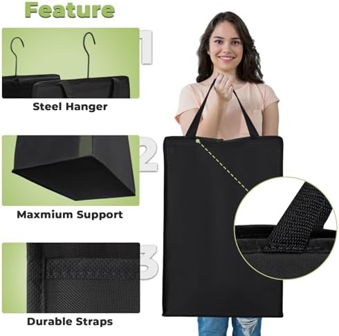 FENTEC Hanging Laundry Hamper，2 Pack Black Hanging Laundry Basket - Image 3