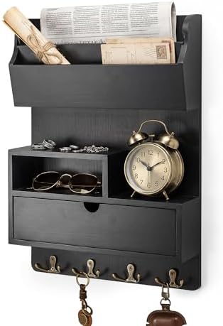 Rebee Vision Key Holder Wall Mount with Drawer for Home Decor, Black by REBEEVISION