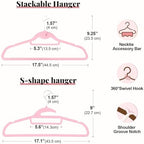 Velvet Hangers 50 Pack, S-Shaped and Stackable Felt Hanger(Pink) - Image 5