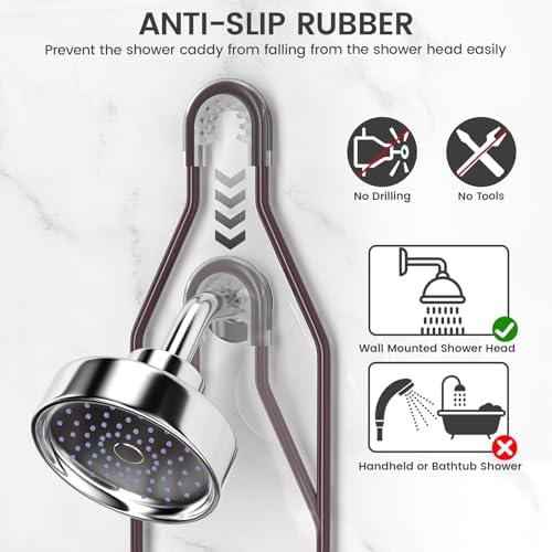 REINHARDT Adjustable Shower Caddy Hanging Over Shower Head, Bronze - Image 4
