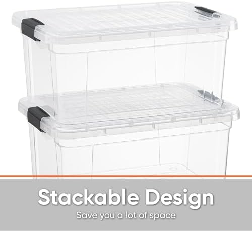 Superio 6.6 Quart Clear Plastic Storage Boxes with Lids, Stackable Organizer Containers, BPA-Free Storage Bins for Home, Office, School & Dorm, 4 Pack - Image 3