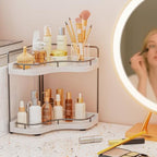 2-Tier Corner Bathroom Counter Organizer, Larger Size - Image 2