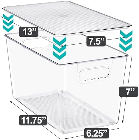 Sorbus Clear Storage Bins with Lids for Kitchen (Extra Large, 8 Pack) - Image 5
