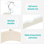 Sishynio Velvet Hangers 30 Pack, Non-Slip Slim Felt Clothes Hangers Beige | Space-Saving Closet Organization; Flocked Surface; 360° Swivel Hooks; For Shirts, Coats, Dresses, Blouses - Image 3
