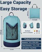 Laundry Bag with Shoulder Straps and Mesh Pocket Laundry Backpack Large Portable Laundry Hamper for College Laundromat Apartment - Image 2
