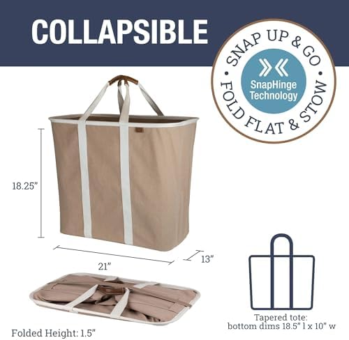 CleverMade Collapsible Fabric Laundry Hamper Premium, Mocha, 2 Pack - Image 2