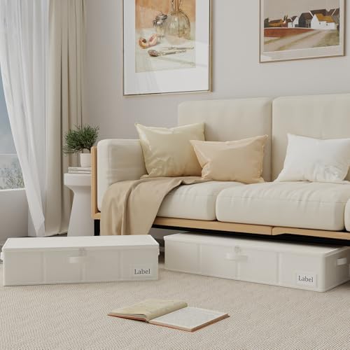 Yawinhe 27L UnderBed Storage Containers,2 Pack Closet Organizers,Beige - Image 2
