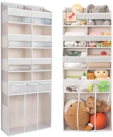 Extra Large Over The Door Organizer with Clear Pockets - 8 Compartments & XL Bottom Storage, Heavy-Duty Hanging Organizer for Bathroom, Bedroom, Closet (57 Inch Height). by EZVERY